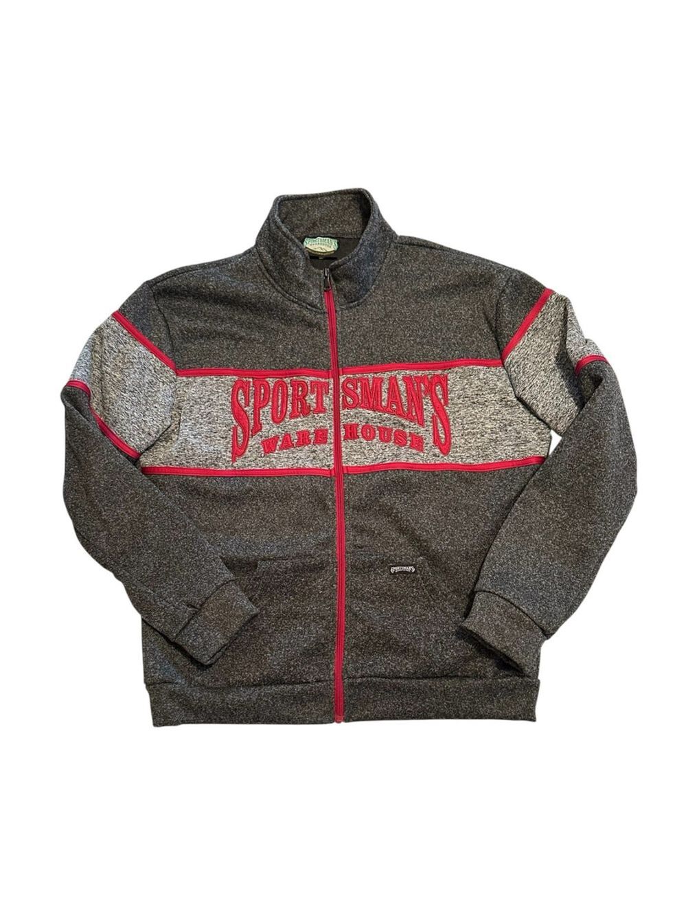 Sportsman's Warehouse Fleece Full Zip Jacket Mens 2XL Gray Red High Neck Pockets